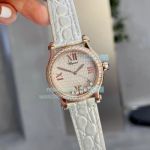 Replica Chopard Happy Sport Ladies Floating Diamonds Watch Rose Gold Case White Dial 